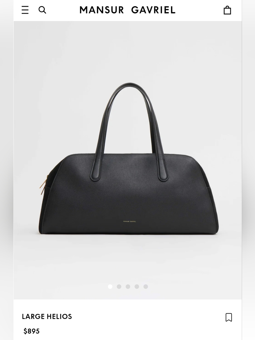 Mansur Gavriel Black Large Helios Structured Tote, $895, Like New
